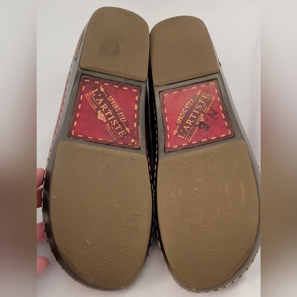 L'Artiste Spring Step Burbank Red Floral Women's Loafers/Clogs Size 41/9.5-10 - Picture 6 of 9